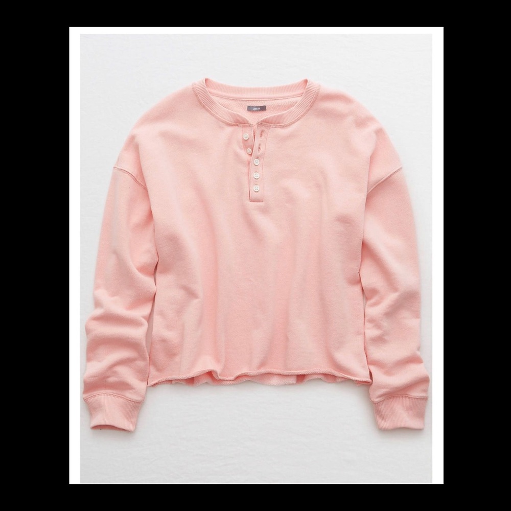 Aerie cropped Henley sweatshirt